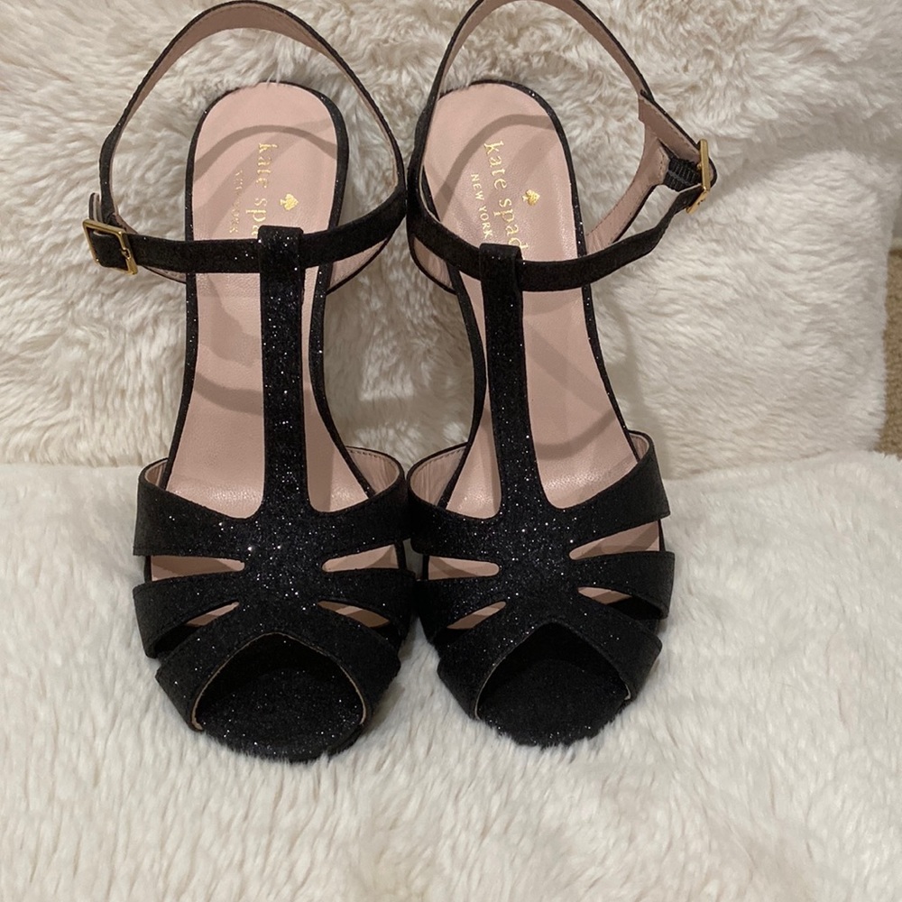 Kate Spade black glitter sandals -size 7